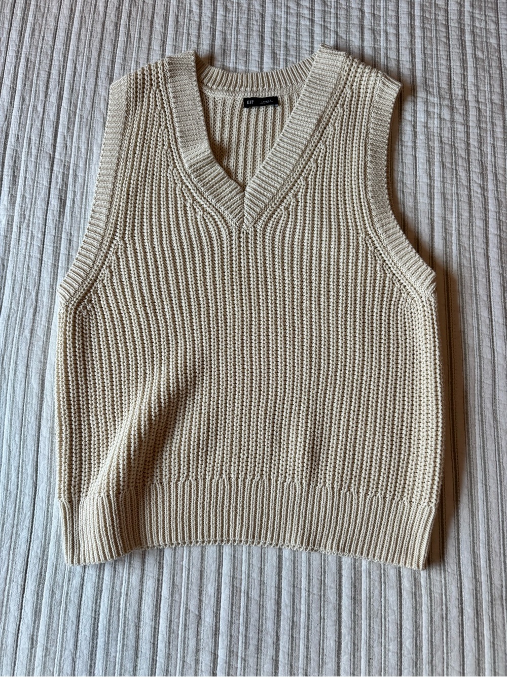 NWOT GAP Cream Cable Knit Sweater Vest SZ Large Tall